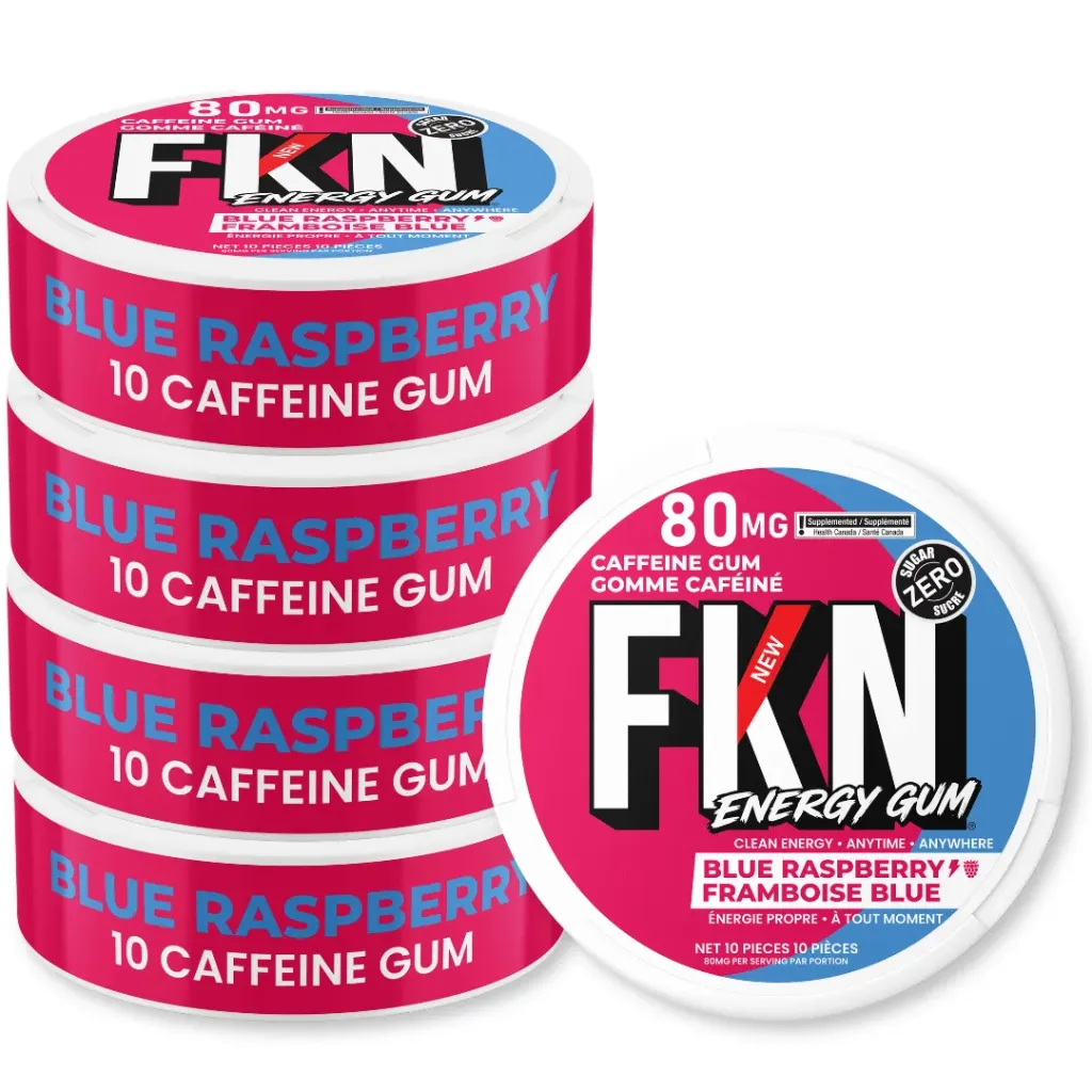 FKN Caffeine Gum (Blue Raspberry) 80MG (Sleeve of 20) (USA)