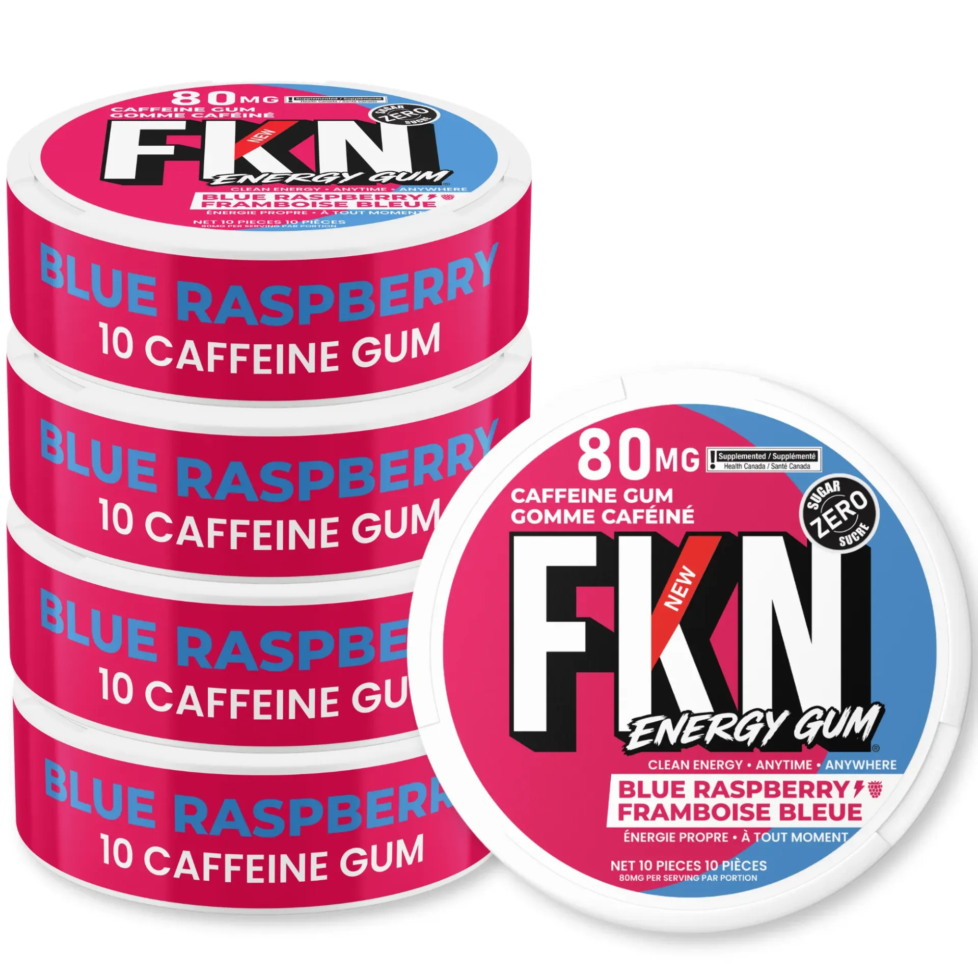 FKN Caffeine Gum (Blue Raspberry) 80MG (Sleeve of 20) (USA)