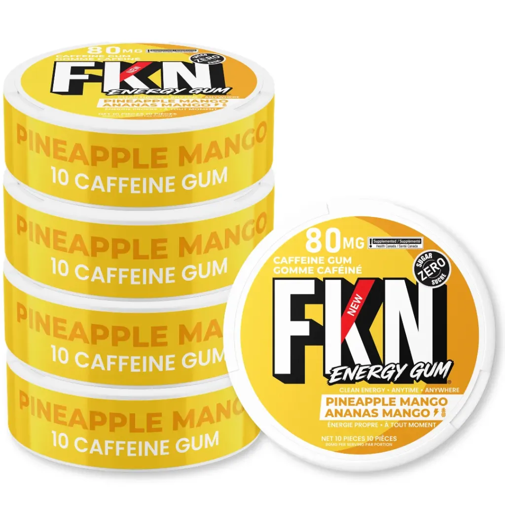 FKN Caffeine Gum (Pineapple Mango) 80MG (Sleeve of 20) (USA)