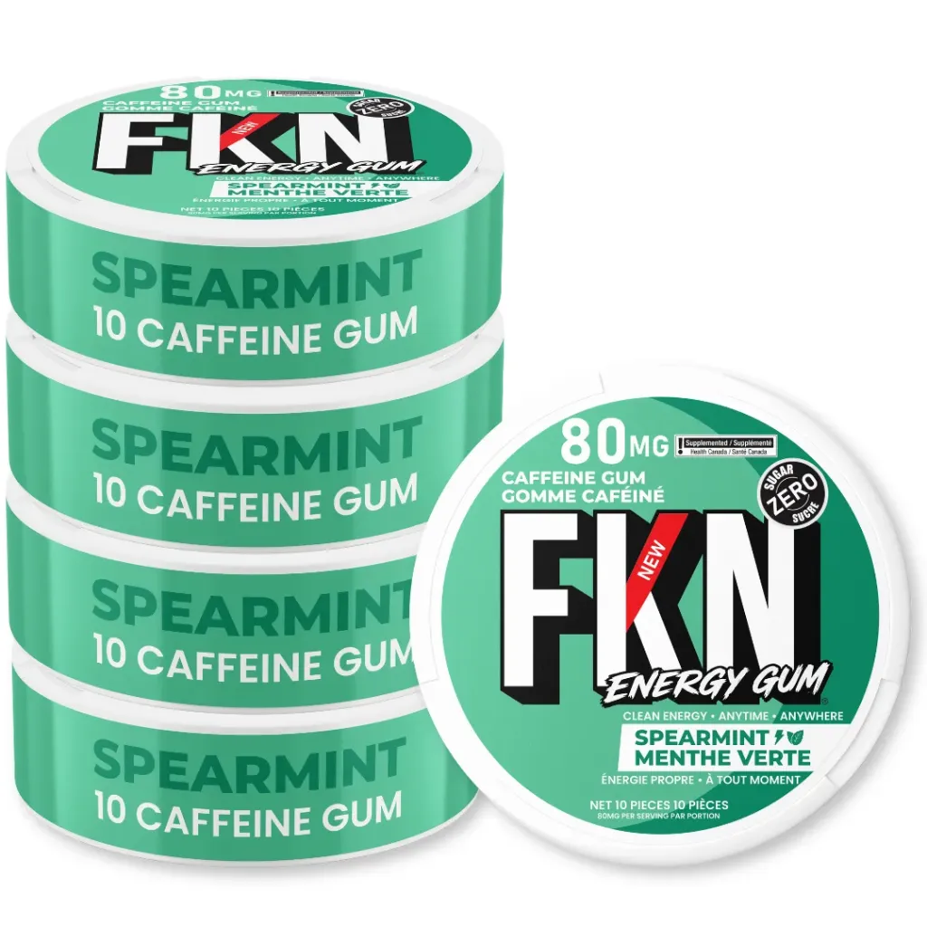 FKN Caffeine Gum (Spearmint Surge) 80MG (Sleeve of 20) (USA)