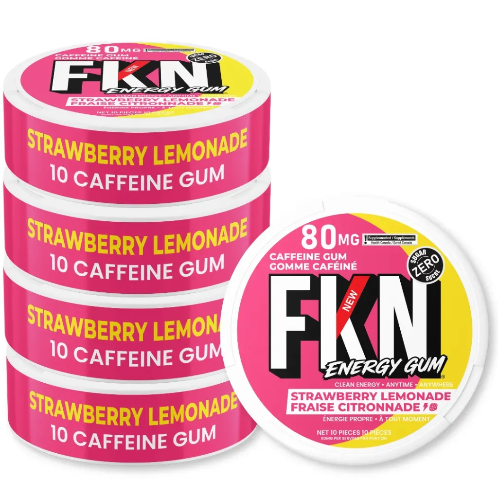 FKN Caffeine Gum (Strawberry Lemonade) 80MG (Sleeve of 20) (USA)