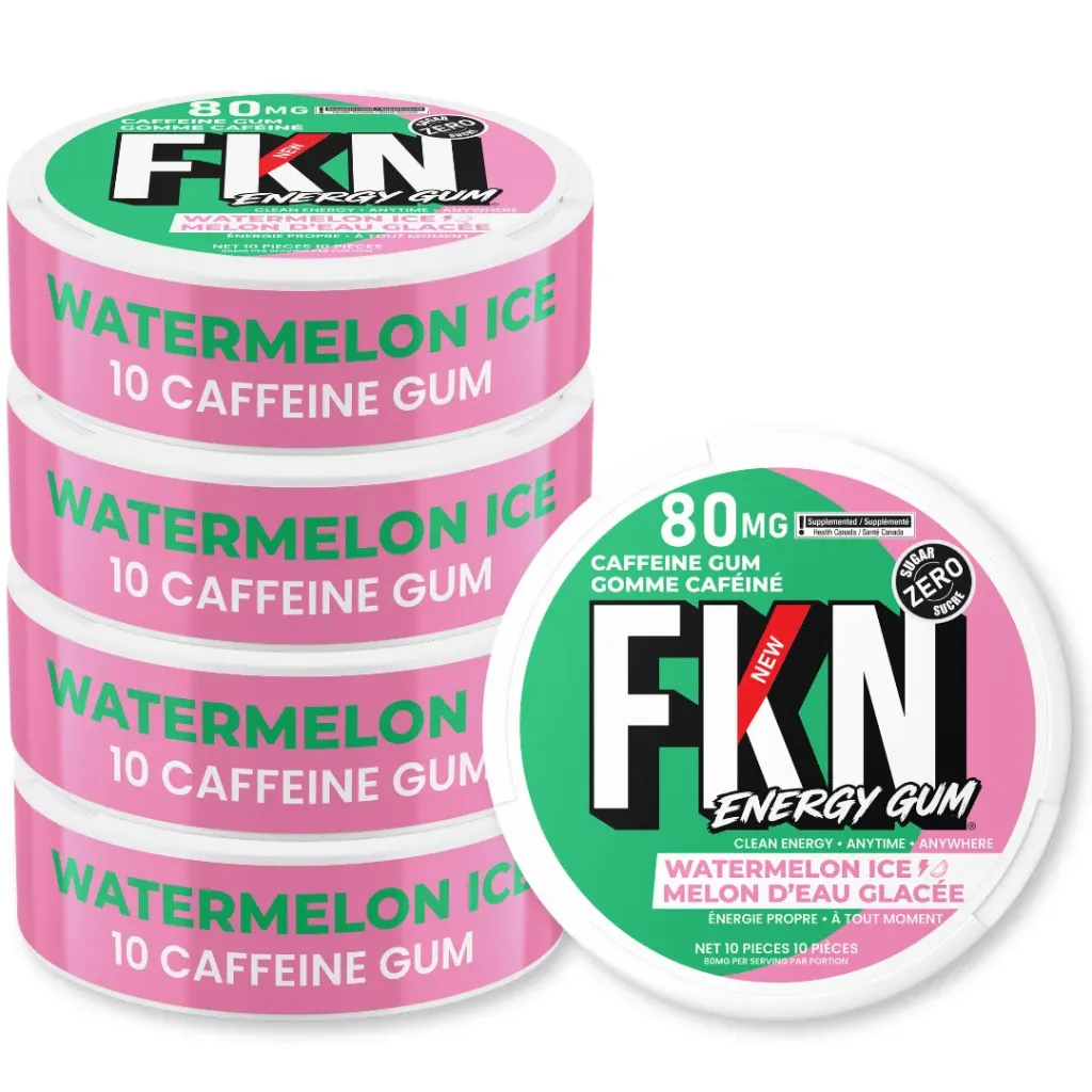 FKN Caffeine Gum (Watermelon Ice) 80MG (Sleeve of 20) (USA)