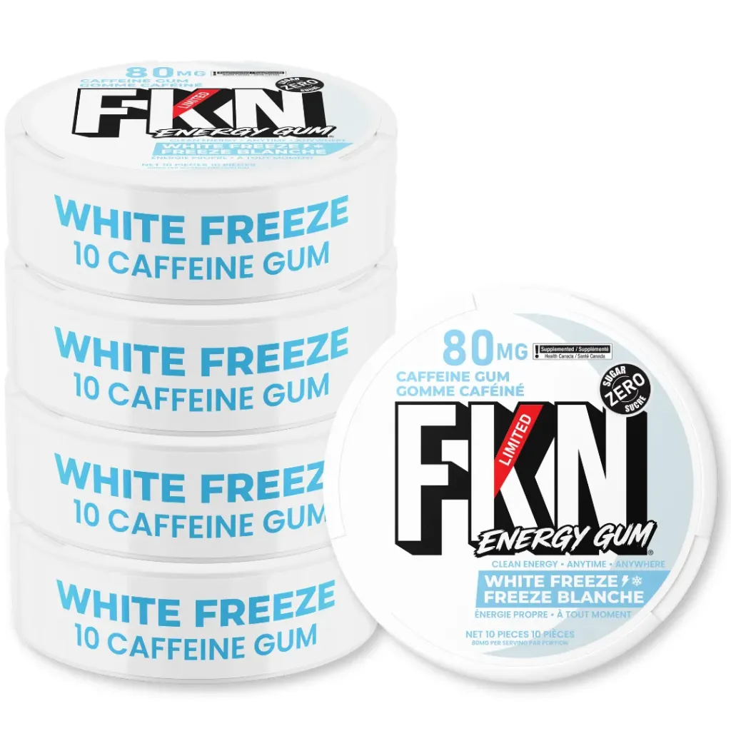FKN Caffeine Gum (White Freeze) 80MG (Sleeve of 20) (USA)