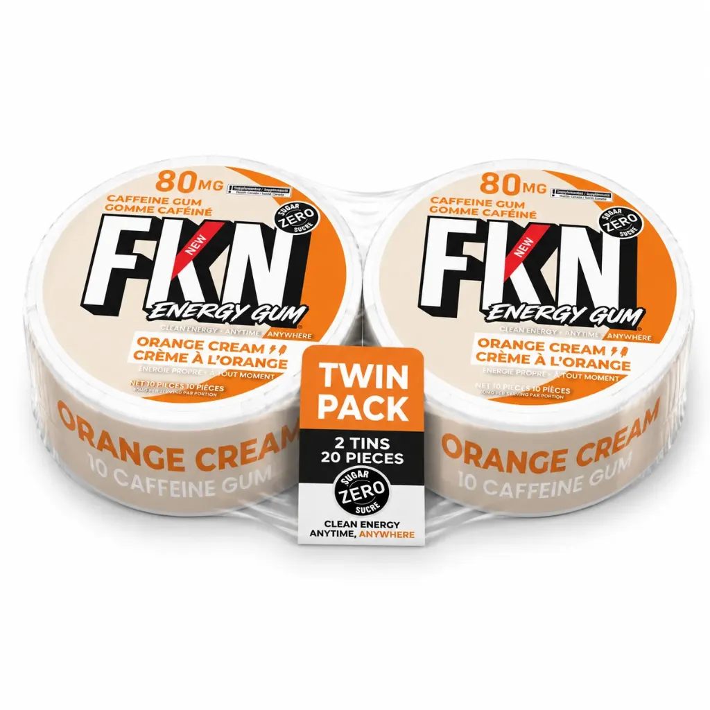 FKN Caffeine Gum (Orange Cream) 80MG (Sleeve of 10) (USA) (Twin Pack)