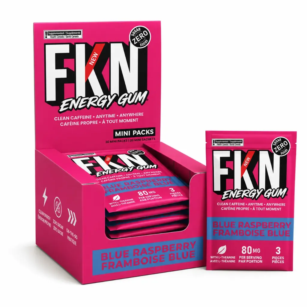 FKN Energy Gum Mini 3 Pack (Blue Raspberry) 80MG (Case of 20) (USA)