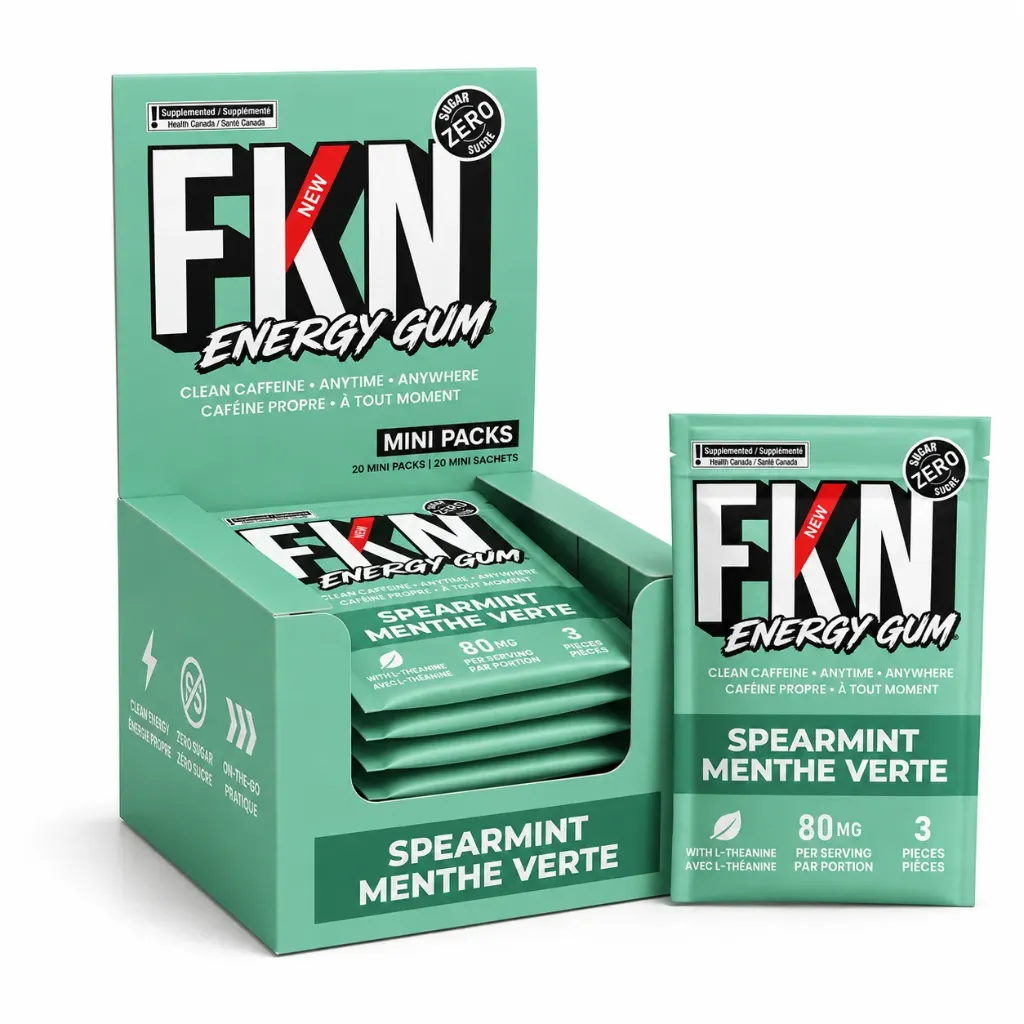 FKN Energy Gum Mini 3 Pack (Spearmint) 80MG (Case of 20) (USA)