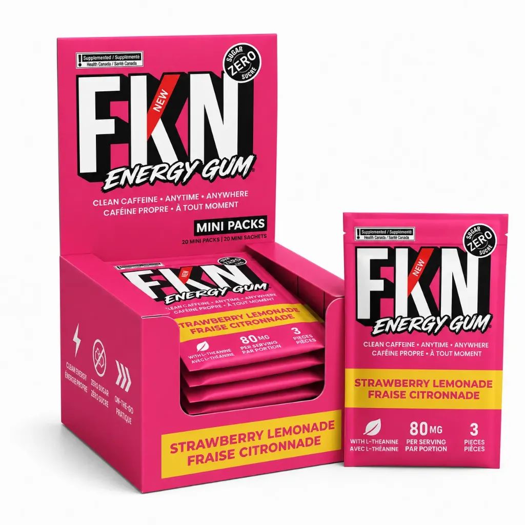 FKN Energy Gum Mini 3 Pack (Strawberry Lemonade) 80MG (Case of 20) (USA)