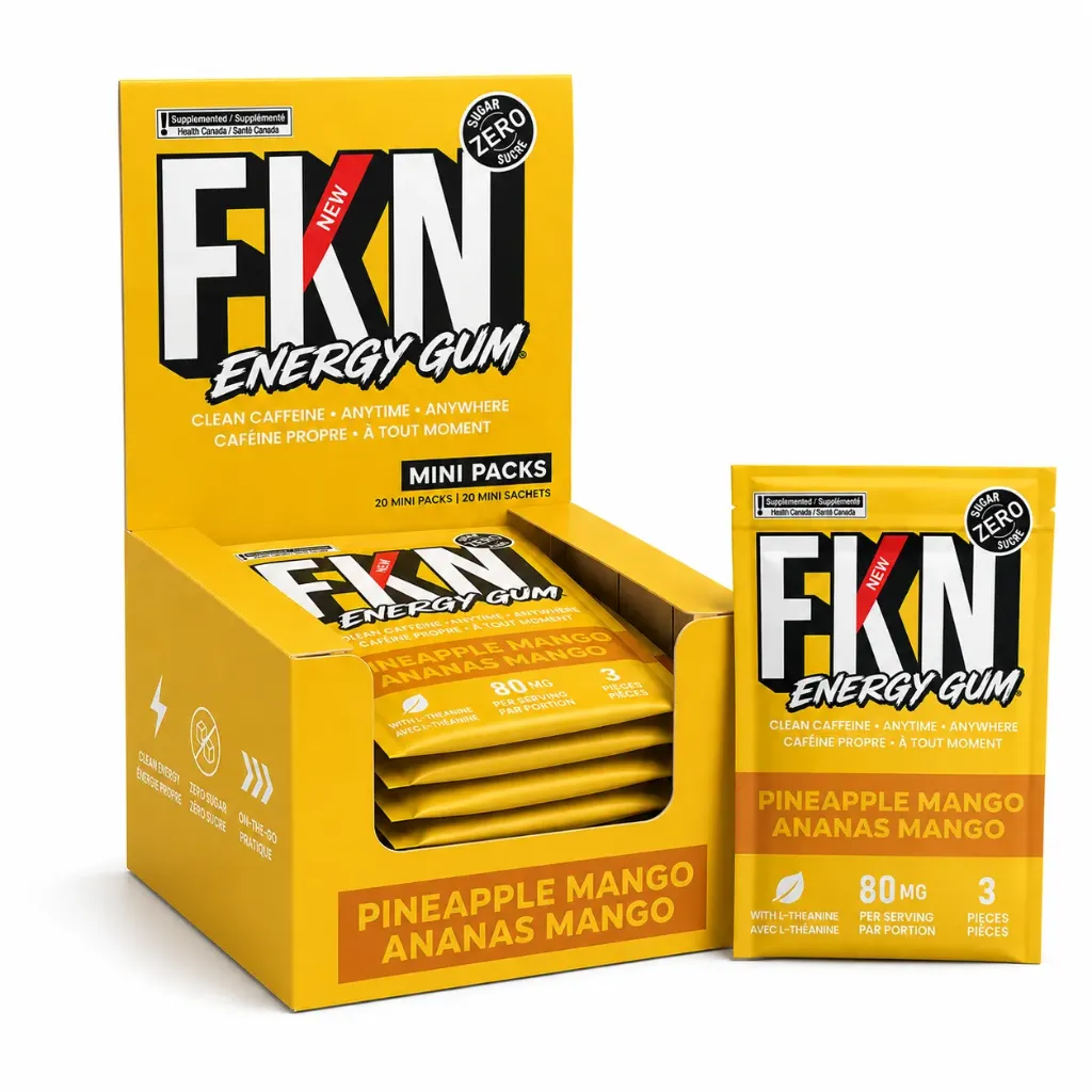 FKN Energy Gum Mini 3 Pack (Pineapple Mango) 80MG (Case of 20) (USA)