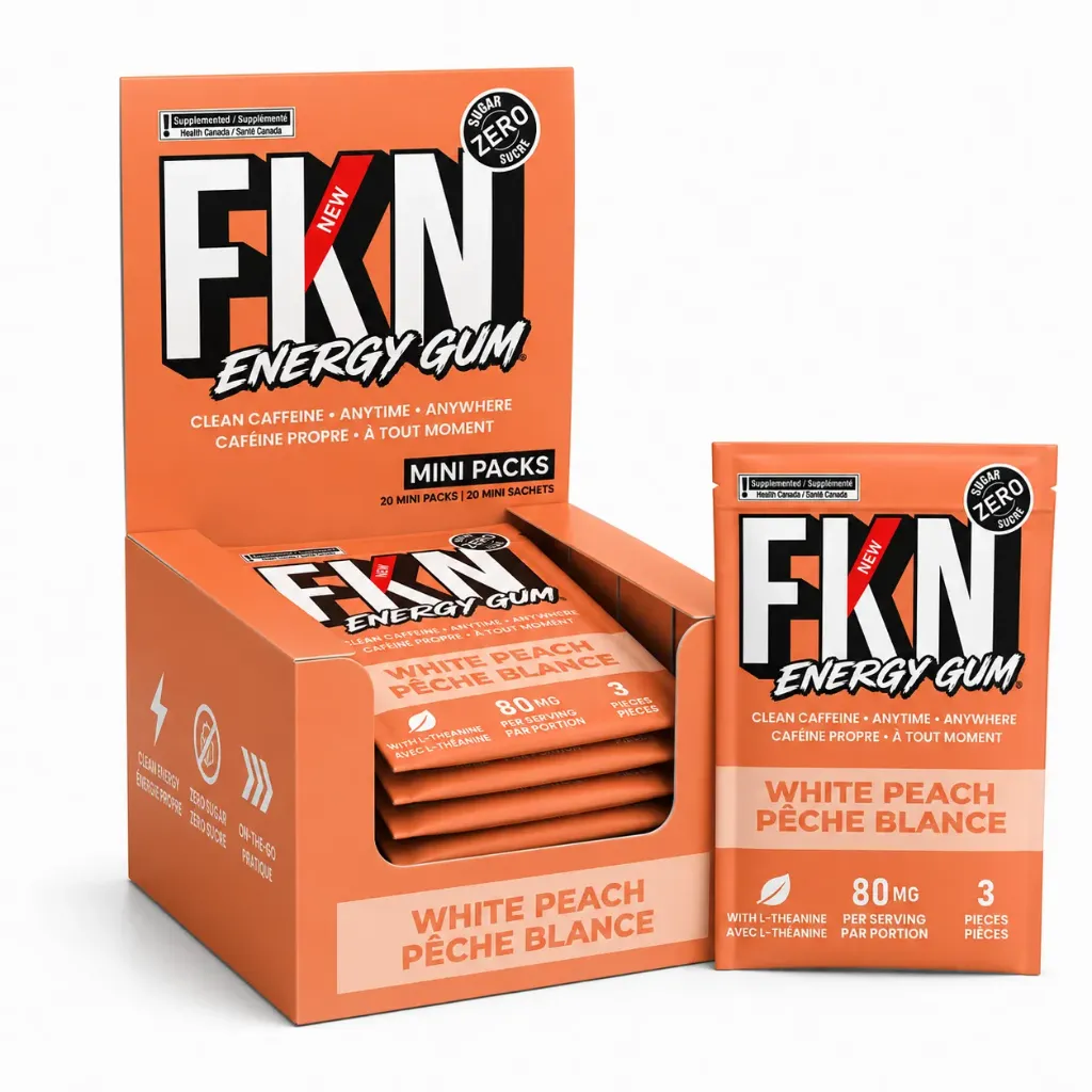 FKN Energy Gum Mini 3 Pack (White Peach) 80MG (Case of 20) (USA)